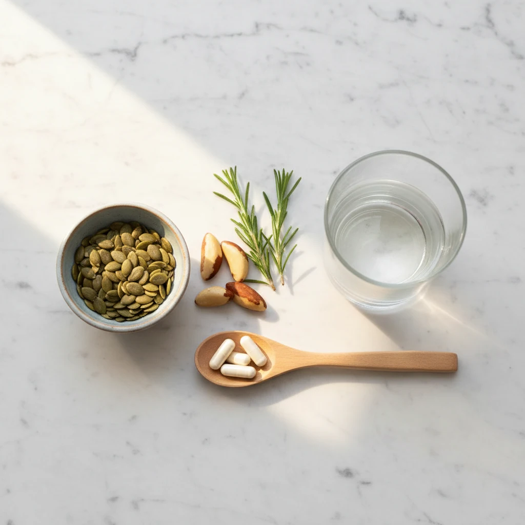 Naturliga ingredienser för zink och magnesium för normal testosteronhalt - pumpakärnor, Brasilianska nötter och örter